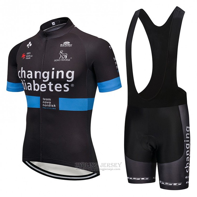 2018 Cycling Jersey Novo Nordisk Black and Blue Short Sleeve and Bib Short